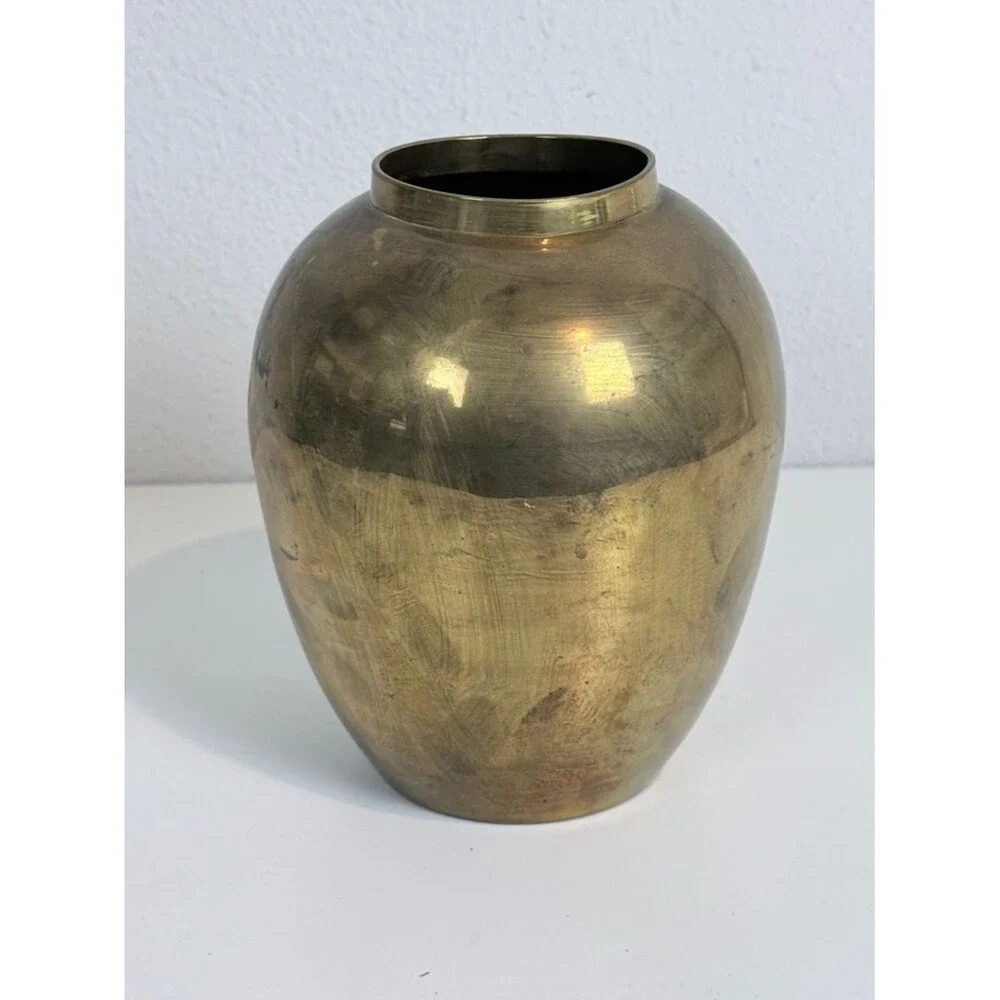 Vintage Brass 7” Rounded Vase India
